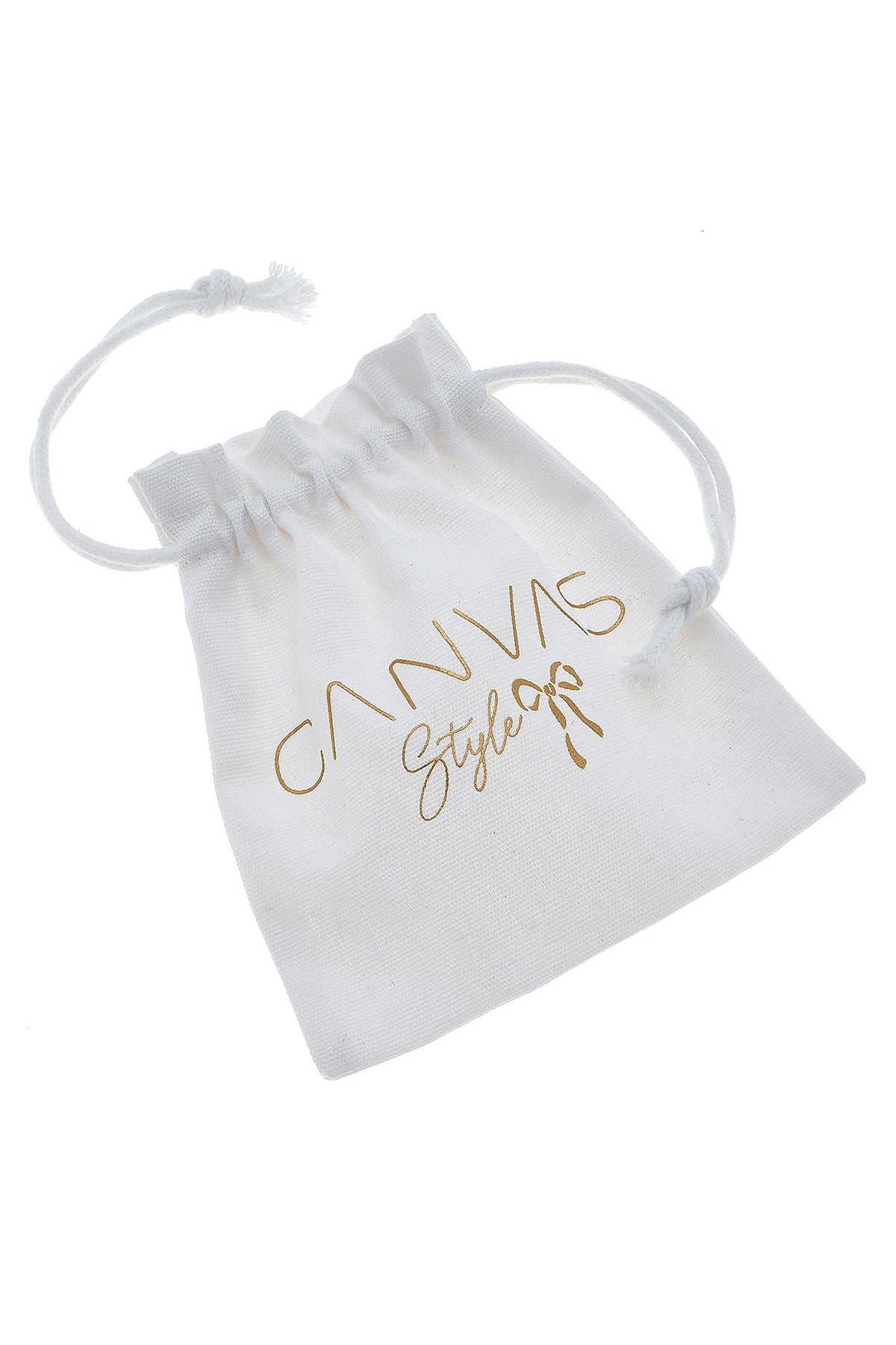 CANVAS Gift Pouch in White Canvas with Gold Foil Accents