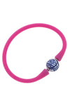Bali Chinoiserie Bead Silicone Bracelet in Magenta