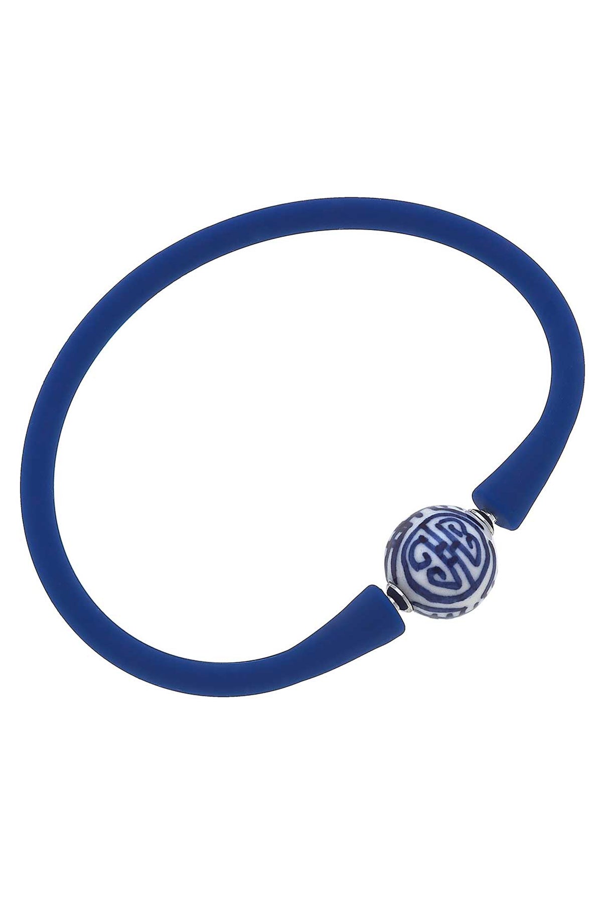 Bali Chinoiserie Bead Silicone Bracelet in Royal Blue