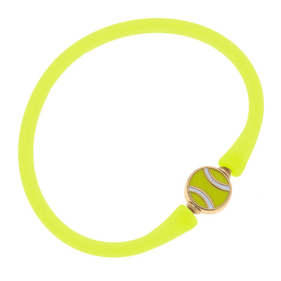 Enamel Tennis Ball Silicone Bali Bracelet in Neon Yellow