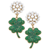 St. Patrick's Day Four Leaf Clover Earrings in Green