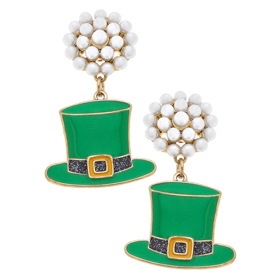 St. Patrick's Day Leprechaun Hat Earrings in Green