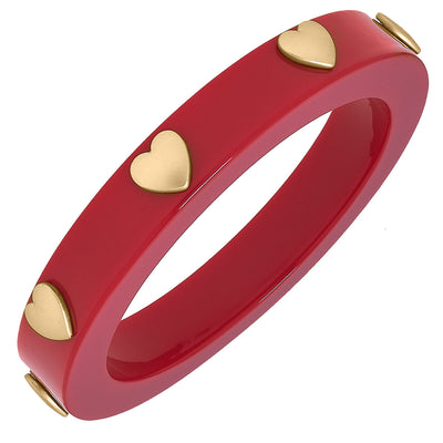 Libby Heart Resin Bangle in Red