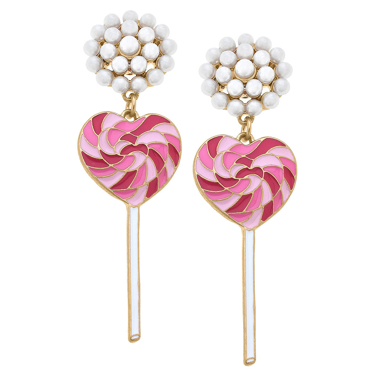 Love Lollipop Enamel Earrings in Pink & Fuchsia