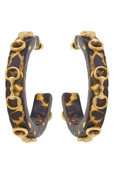Sutton Horsebit Resin Hoop Earrings in Tortoise
