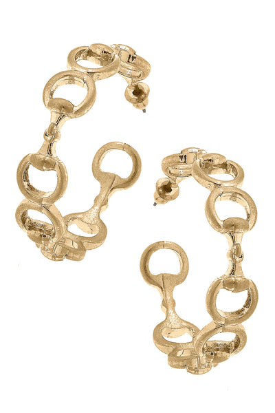 Rhoda Horsebit Hoop Earrings in Worn Gold