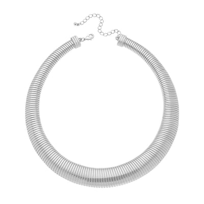 Ramona Watchband Collar Necklace in Satin Silver