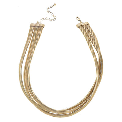 Ramona Interlocking Watchband Collar Necklace in Satin Gold