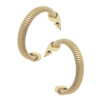 Constance Watchband Hoop Earrings in Satin Gold