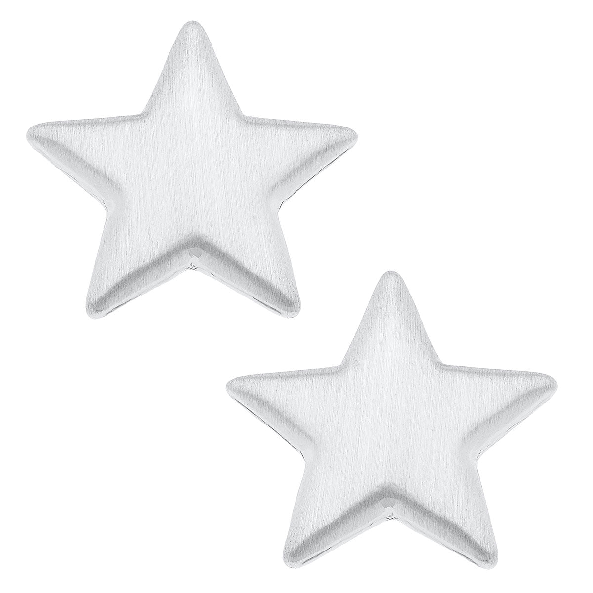 Icon Puffed Star Stud Earrings in Satin Silver