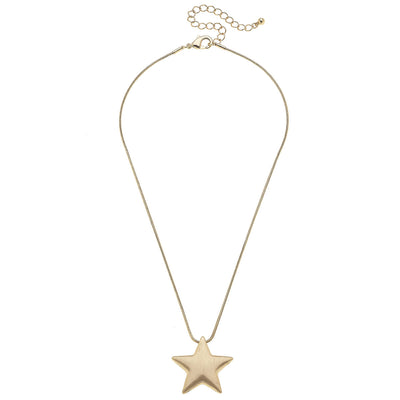 Icon Puffed Star Necklace in Satin Gold