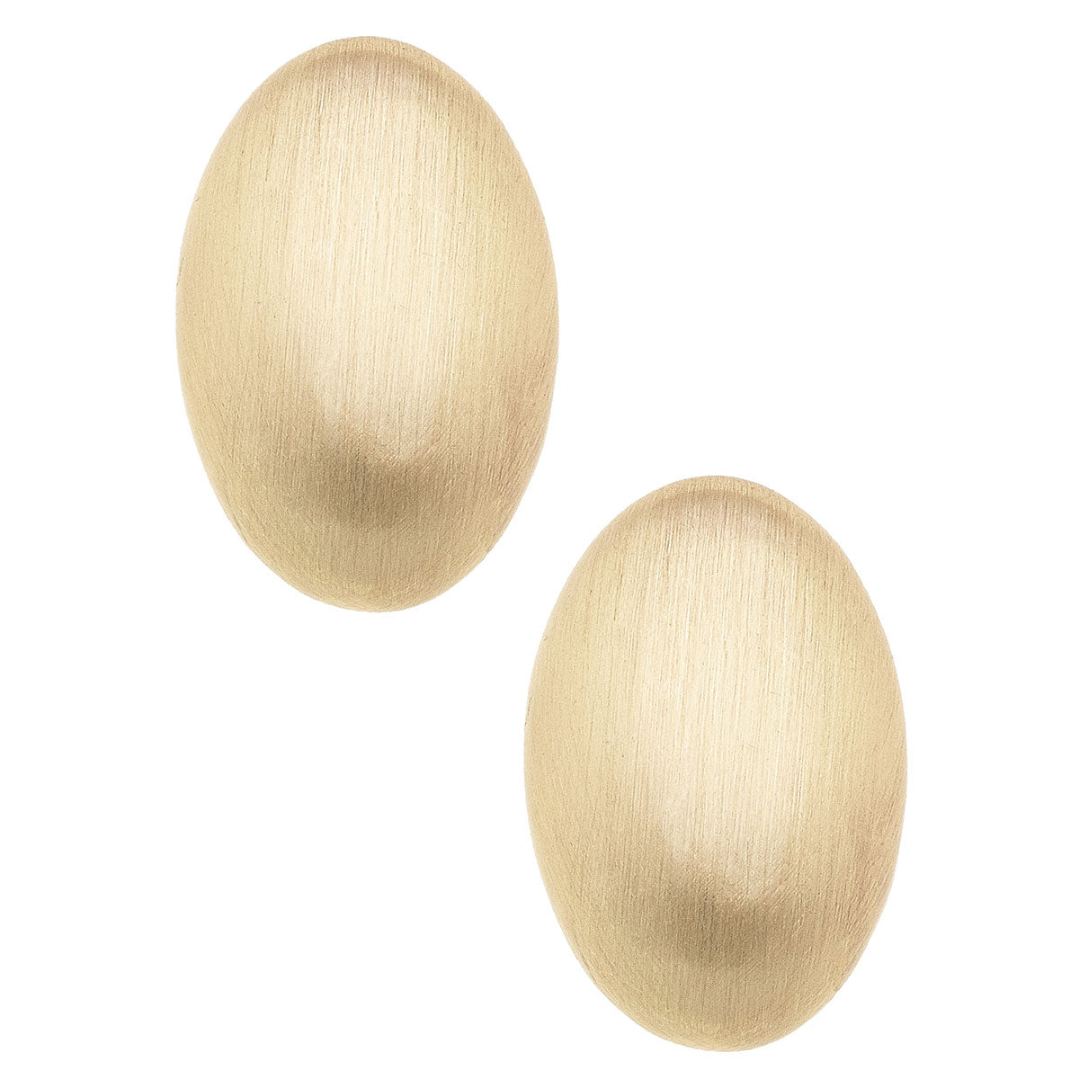 Icon Puffed Oval Stud Earrings in Satin Gold