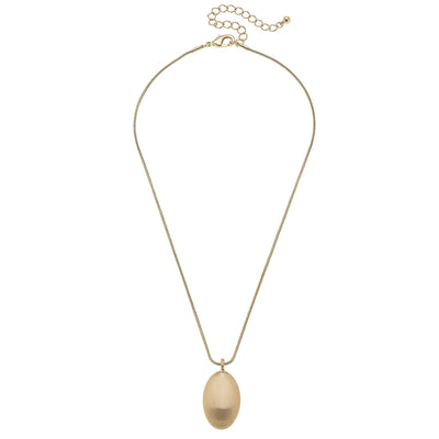 Icon Puffed Oval Necklace in Satin Gold