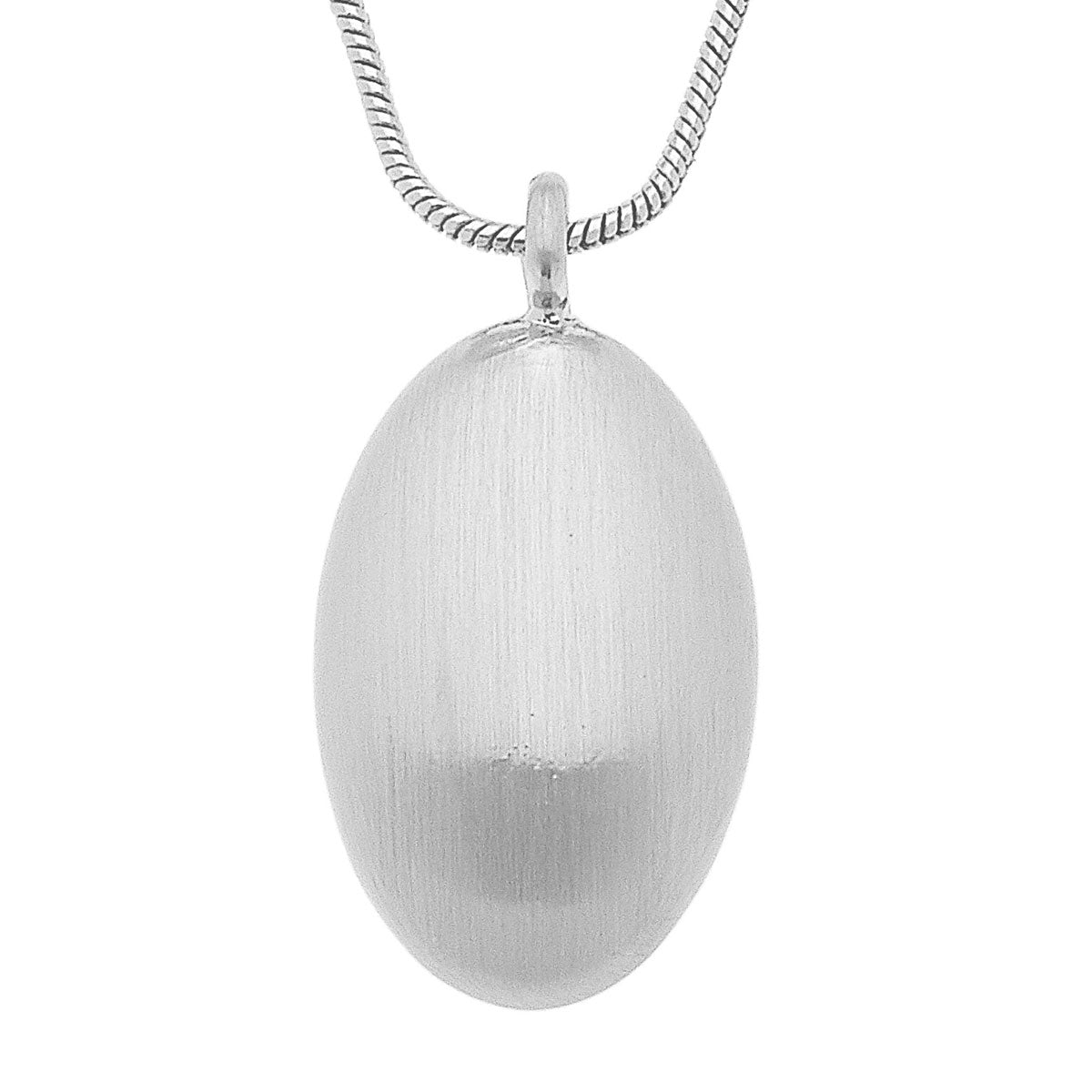 Icon Puffed Oval Necklace in Satin Silver