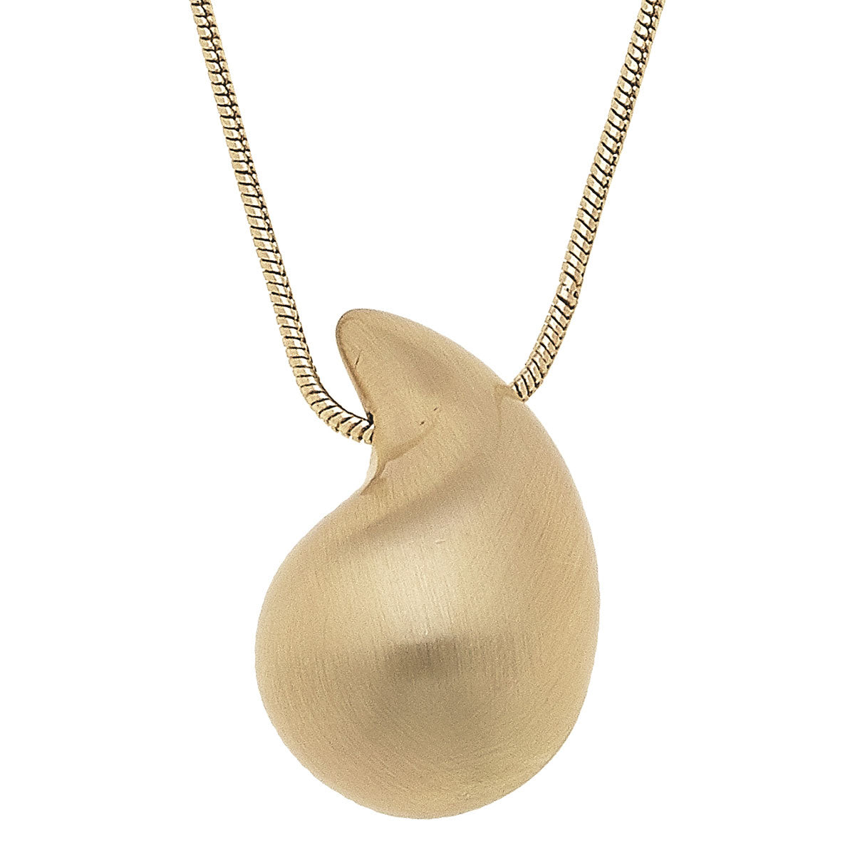 Icon Puffed Teardrop Necklace in Satin Gold