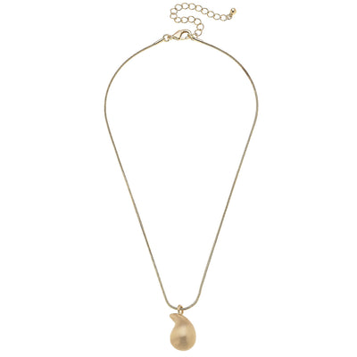 Icon Puffed Mini Teardrop Necklace in Satin Gold