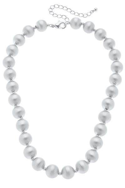 Phoebe Ball Bead Necklace in Satin Silver