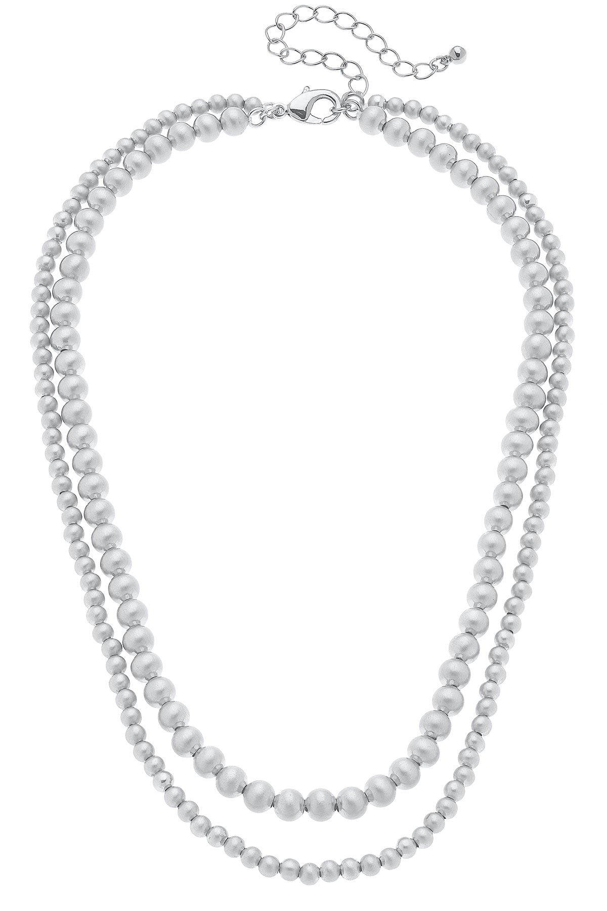 Ember 2-Row Ball Bead Necklace in Satin Silver