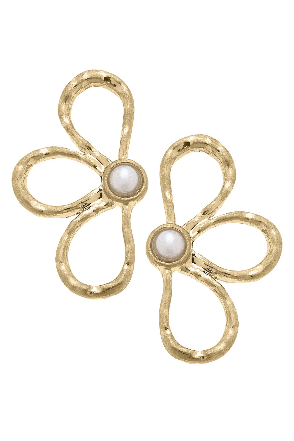 Luna Floral Statement Stud Earrings in Worn Gold