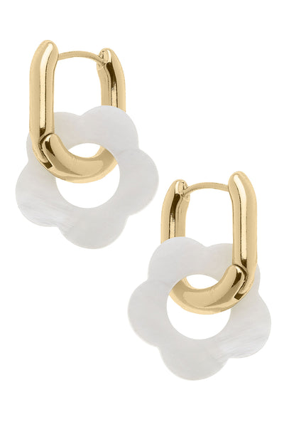 Eleanor Hoop Earrings in Worn Gold & M.O.P