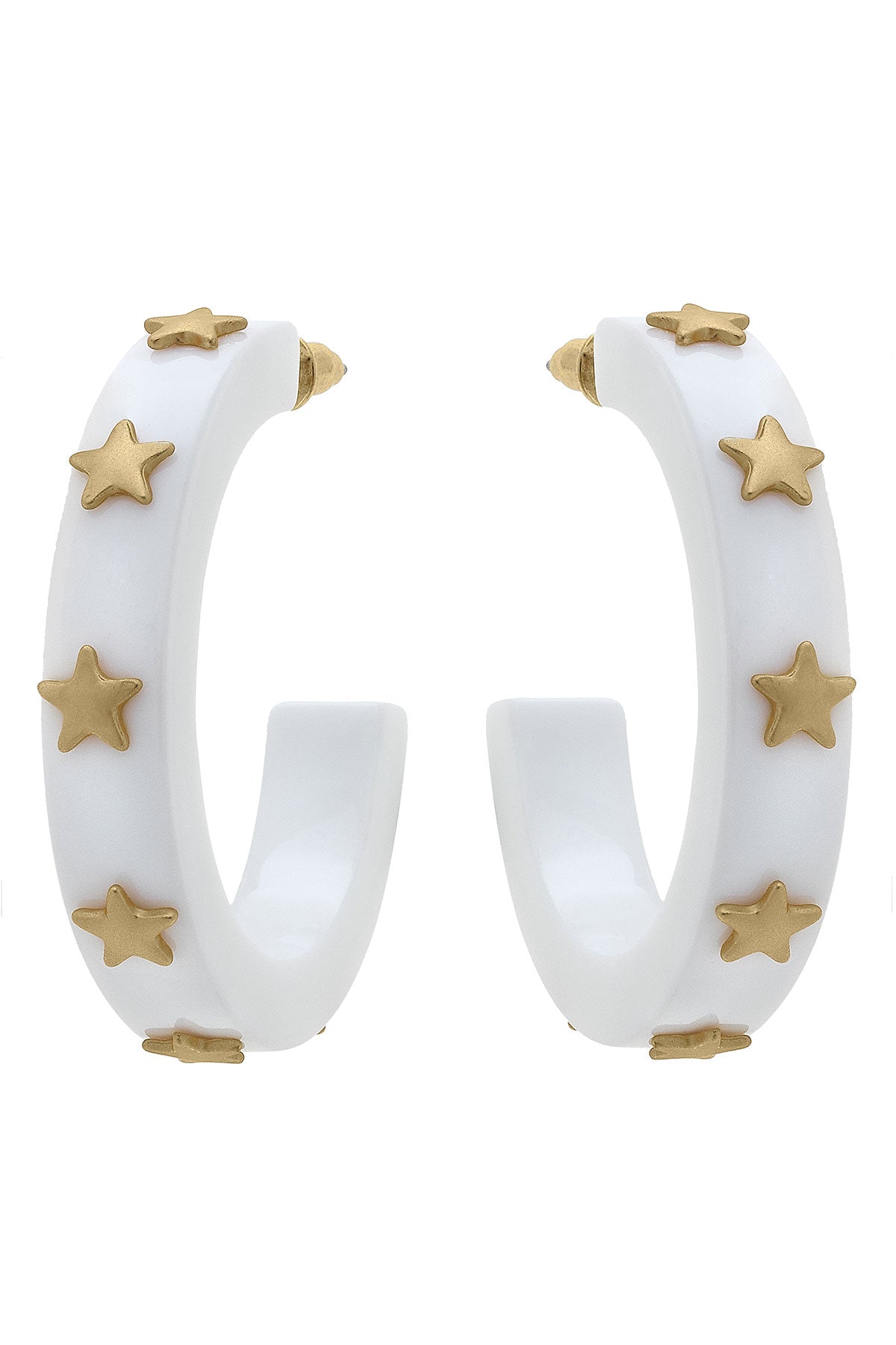Liberty Star Resin Hoop Earrings in White