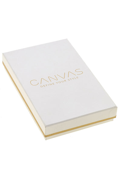 CANVAS Rectangle Gift Box in White Linen with Gold Foil Accents