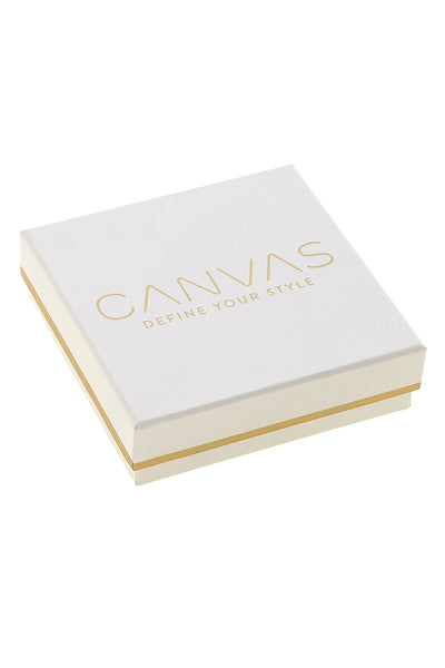 CANVAS Square Gift Box in White Linen with Gold Foil Accents