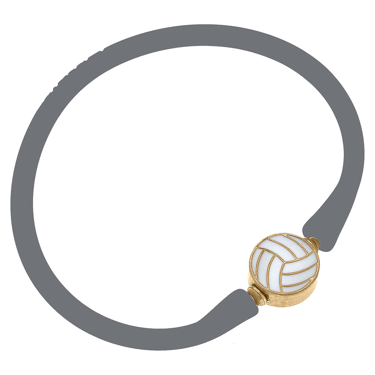 Enamel Volleyball Silicone Bali Bracelet in Steel Grey