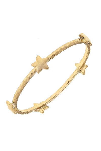 Claudia Star Bangle in Worn Gold