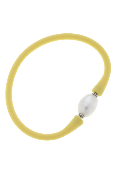 Bali Freshwater Pearl Silicone Bracelet in Canary Yellow