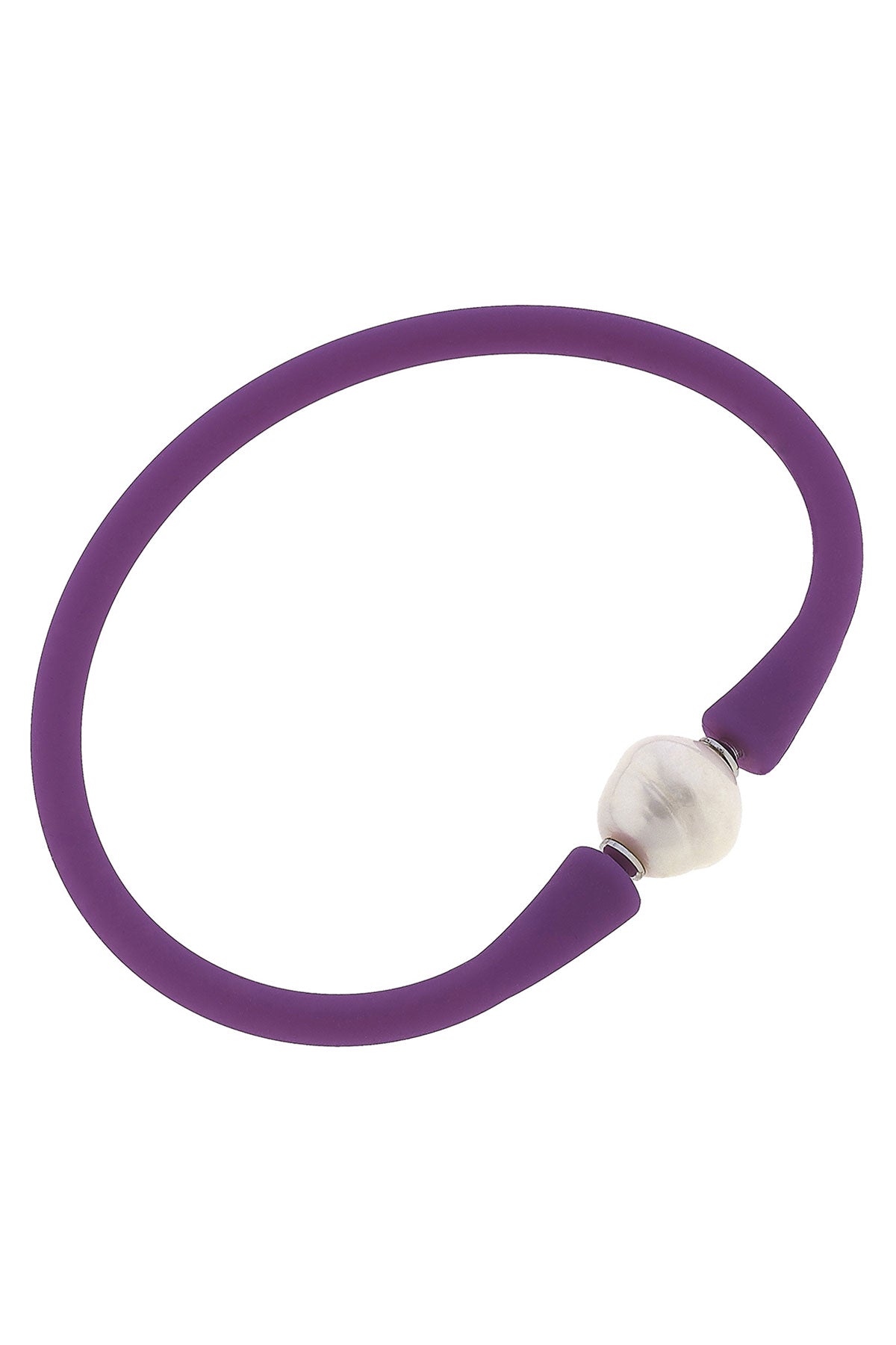 Bali Freshwater Pearl Silicone Bracelet in Purple