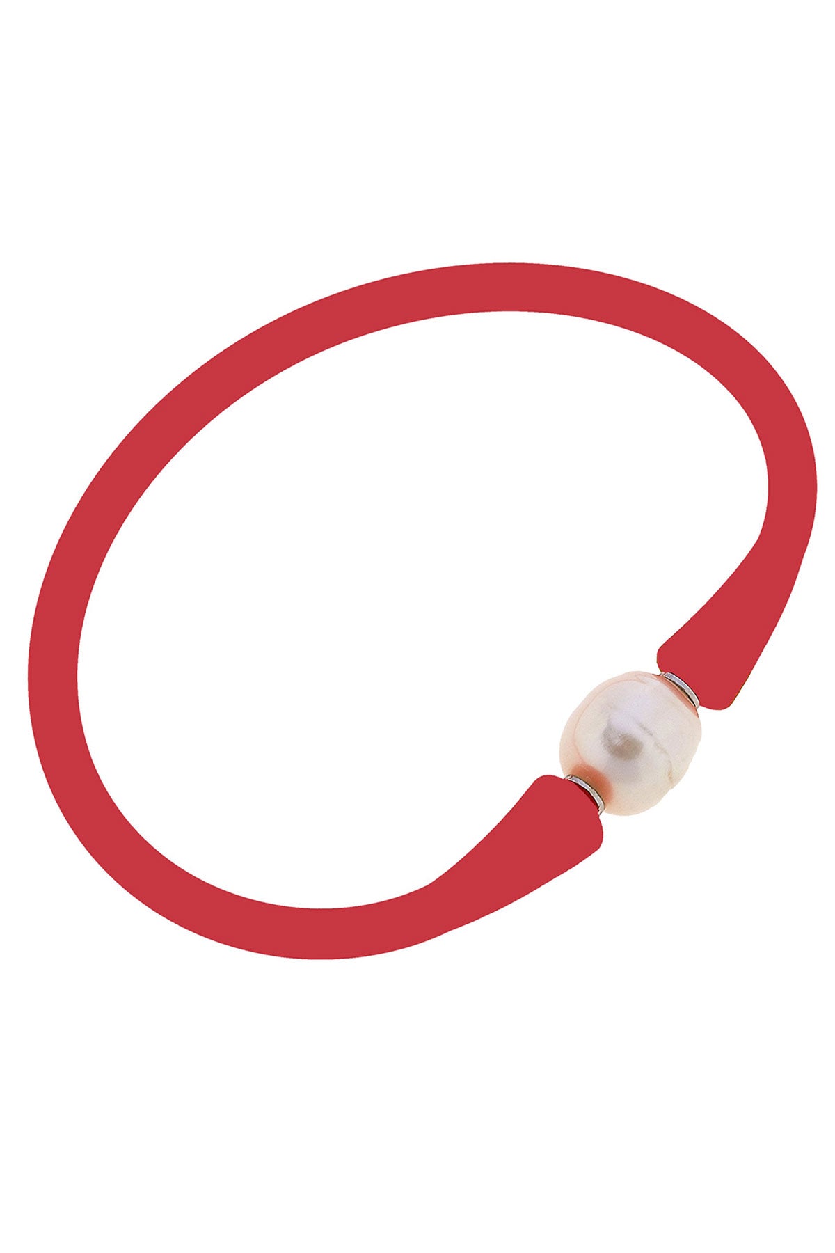 Bali Freshwater Pearl Silicone Bracelet in Red