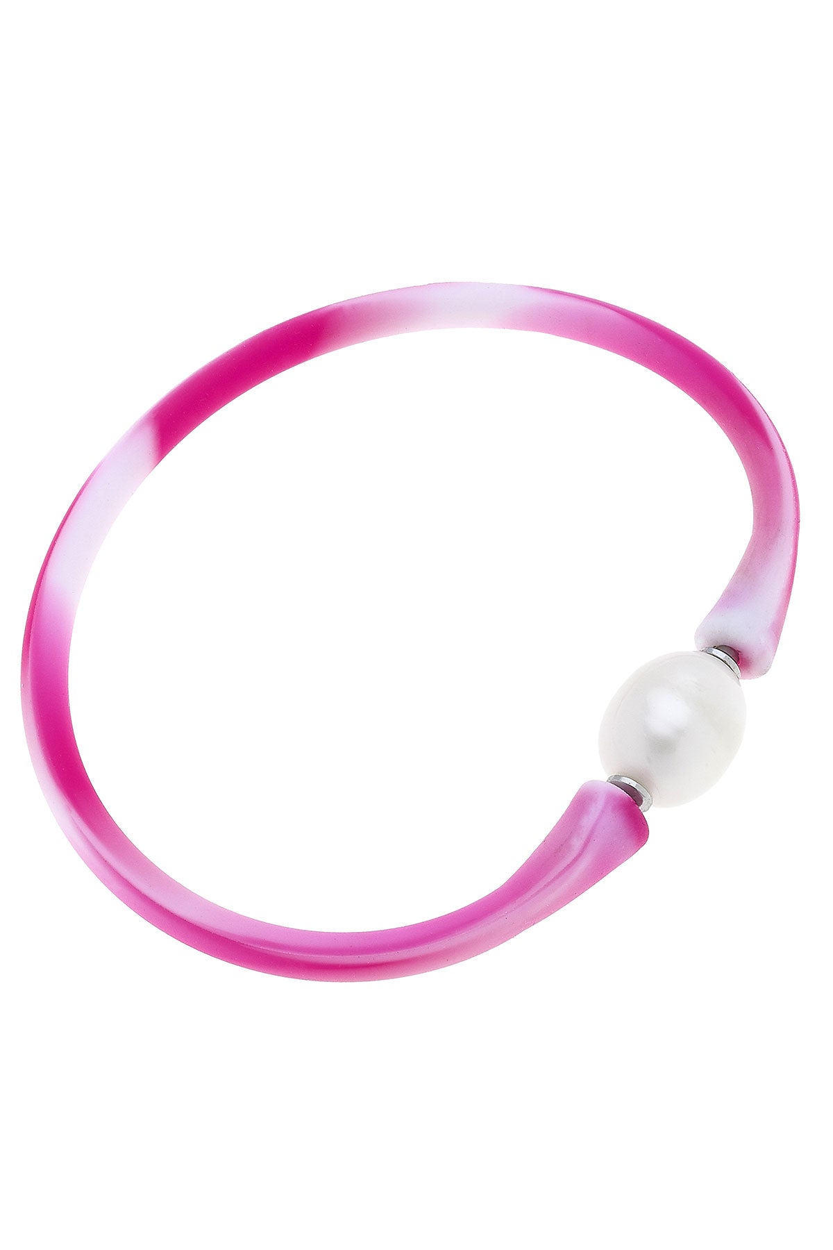 Bali Freshwater Pearl Silicone Bracelet in Tie Dye Pink