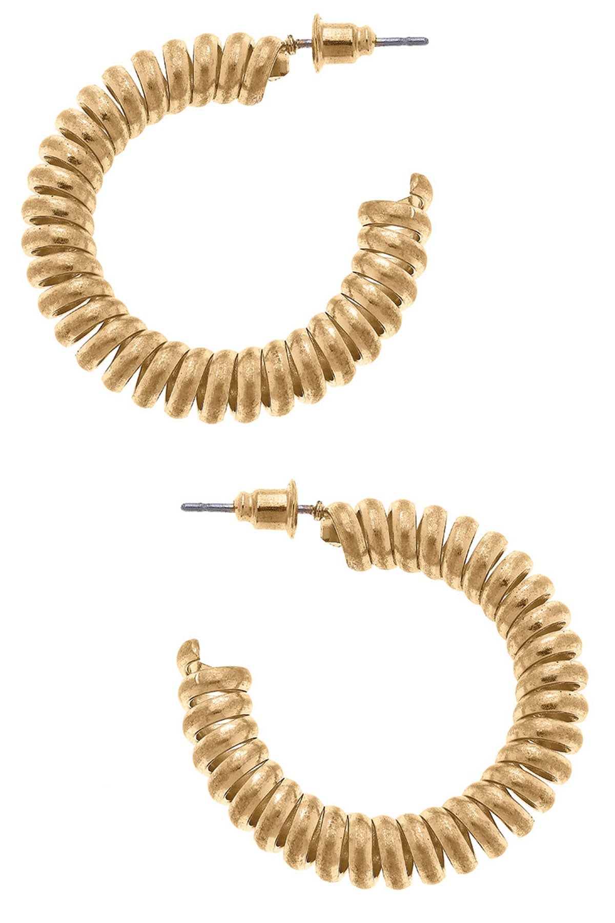 Thea Coiled Hoop Earrings in Worn Gold