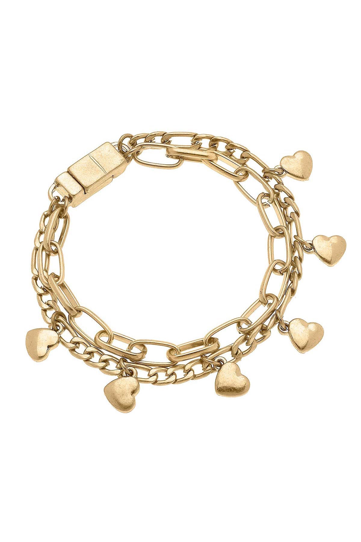 Wilder Heart Layered Chain Link Bracelet in Worn Gold