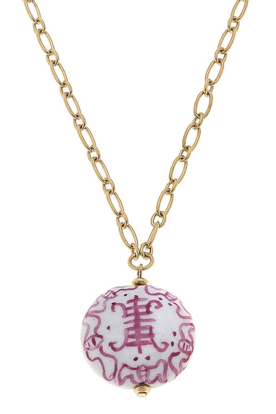 Francesca Chinoiserie Necklace in Pink & White