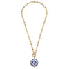 Meredith Chinoiserie T-Bar Necklace in Blue & White