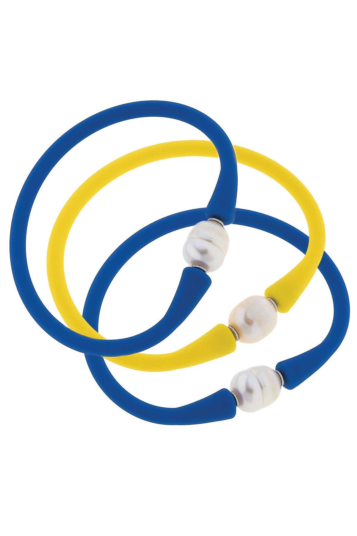 Bali Game Day Bracelet Set of 3 in Blue & Yellow