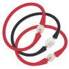 Bali Game Day Freshwater Pearl Bracelet Set of 3 in Red & Black