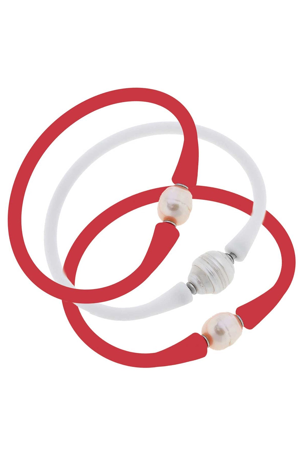 Bali Game Day Bracelet Set of 3 in Red & White