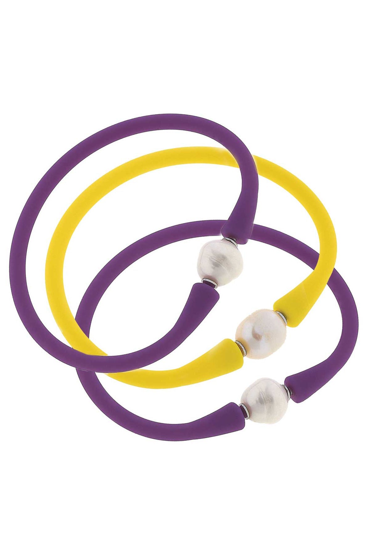 Bali Game Day Bracelet Set of 3 in Purple & Yellow