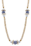 Savoy Blue & White Chinoiserie & Painted Wood Necklace in Ivory