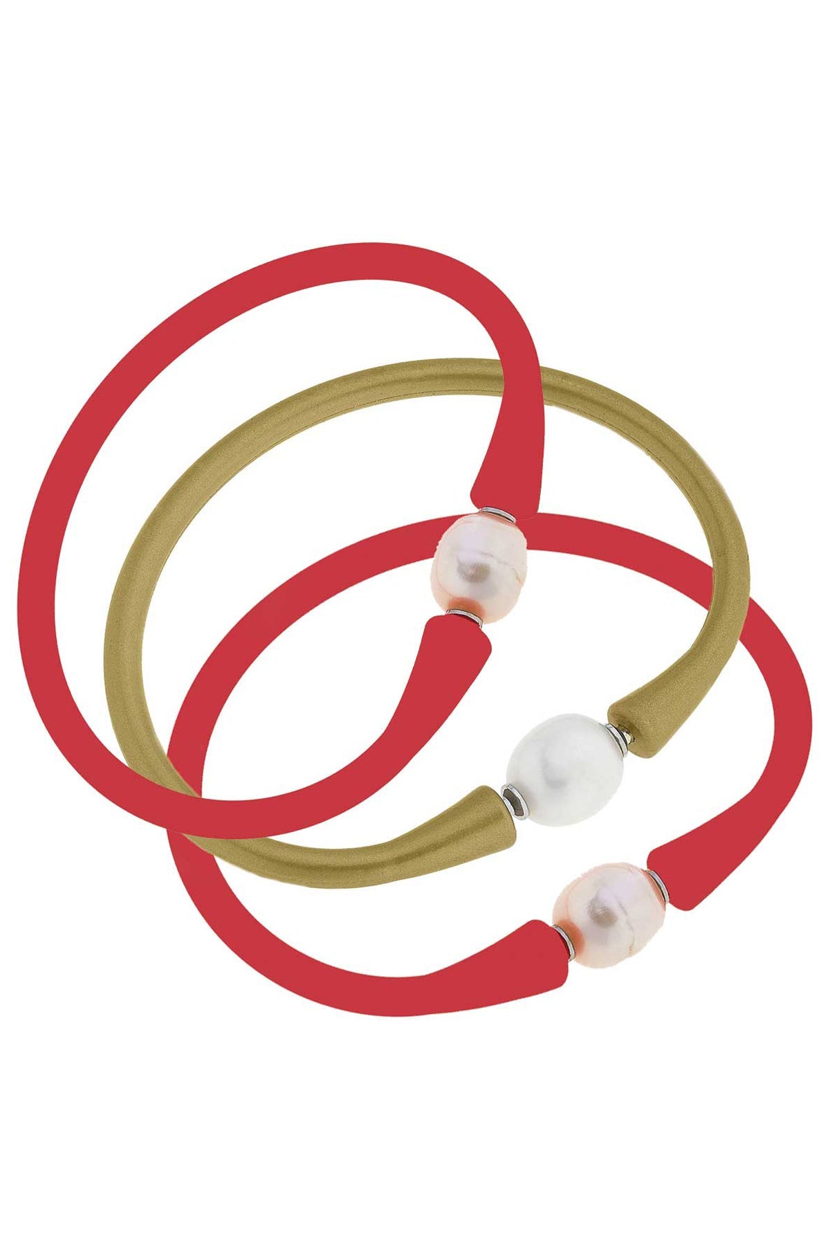 Bali Game Day Bracelet Set of 3 in Red & Gold