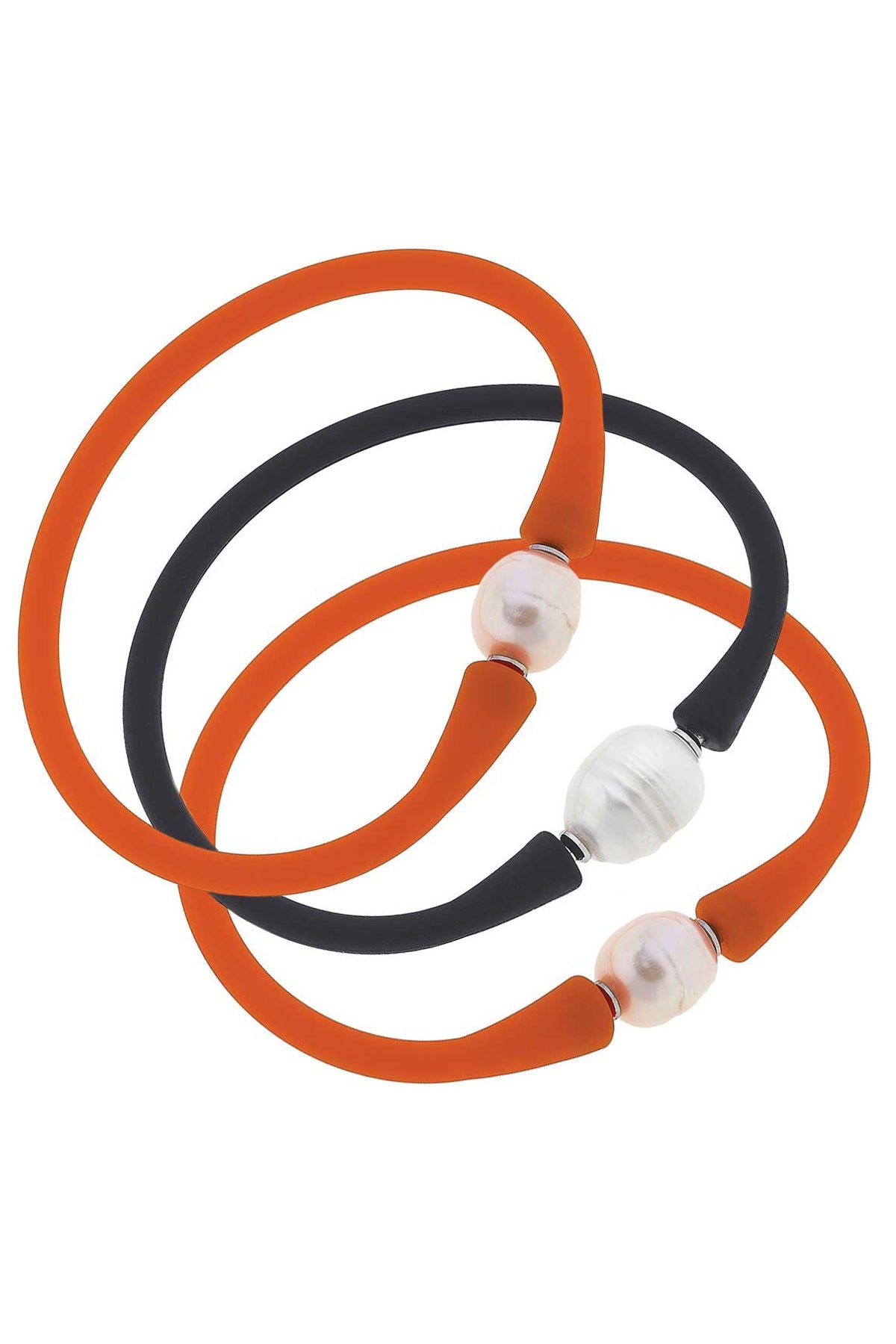 Bali Game Day Bracelet Set of 3 in Orange & Black