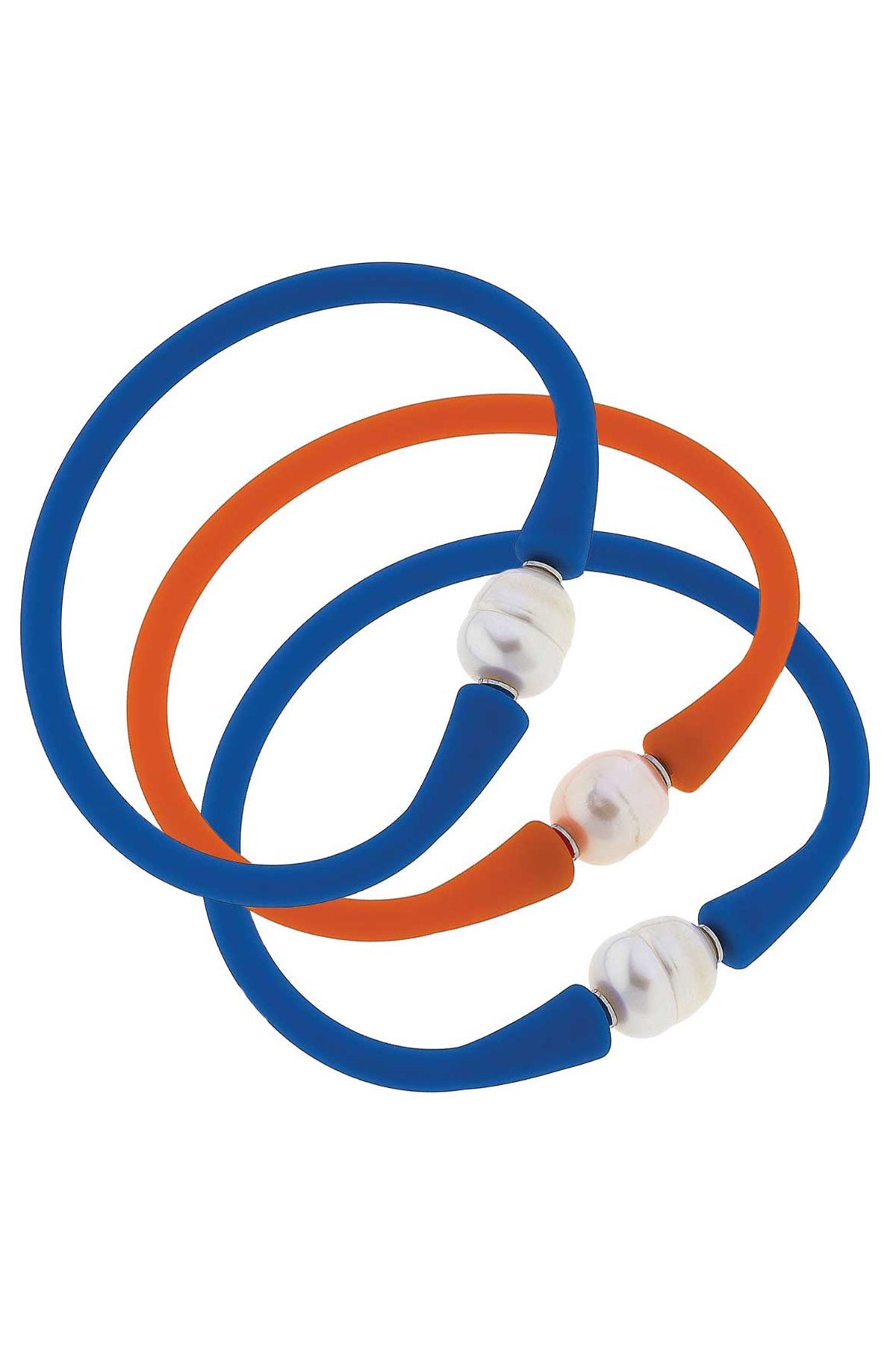 Bali Game Day Bracelet Set of 3 in Blue & Orange