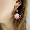 CANVAS Style x APStyle Santa Mug Earrings in Pink & White Enamel