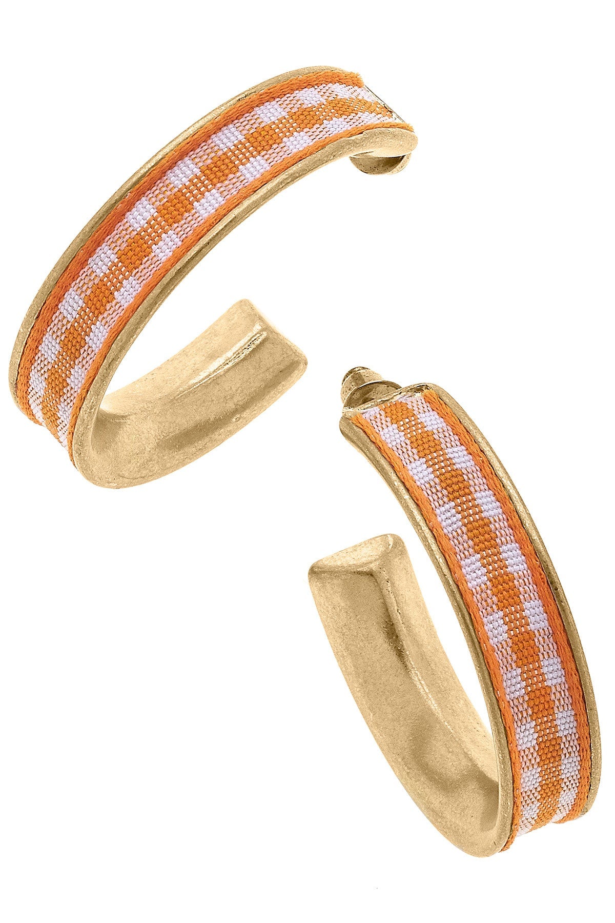 Libby Gingham Hoop Earrings in Orange