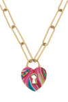 MonclÃ©r Tropical Heart Padlock Necklace in Pink