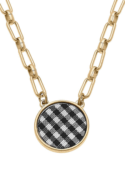 Corrie Gingham Pendant Necklace in Black
