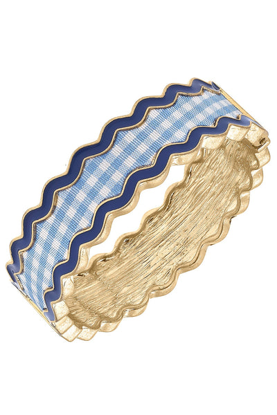 Annalise Gingham Statement Bangle in Blue